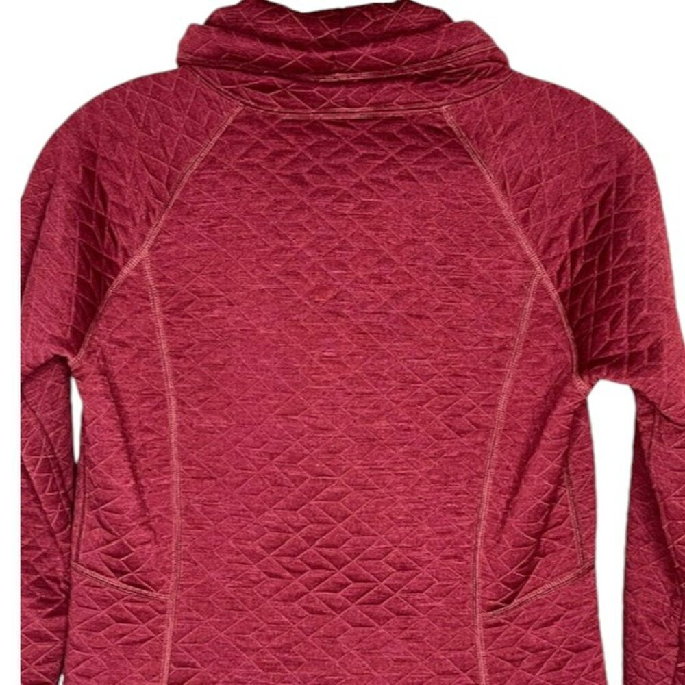 Marmot Annie Quilted Cowl Neck Kangaroo Pocket Pullover - Heathered Maroon - S - Picture 7 of 10